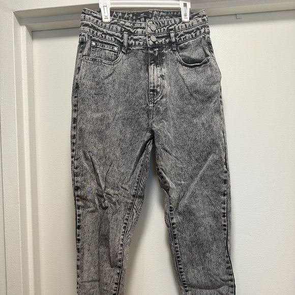 Missguided Black Acid Wash Mom Jeans - Picture 1 of 5